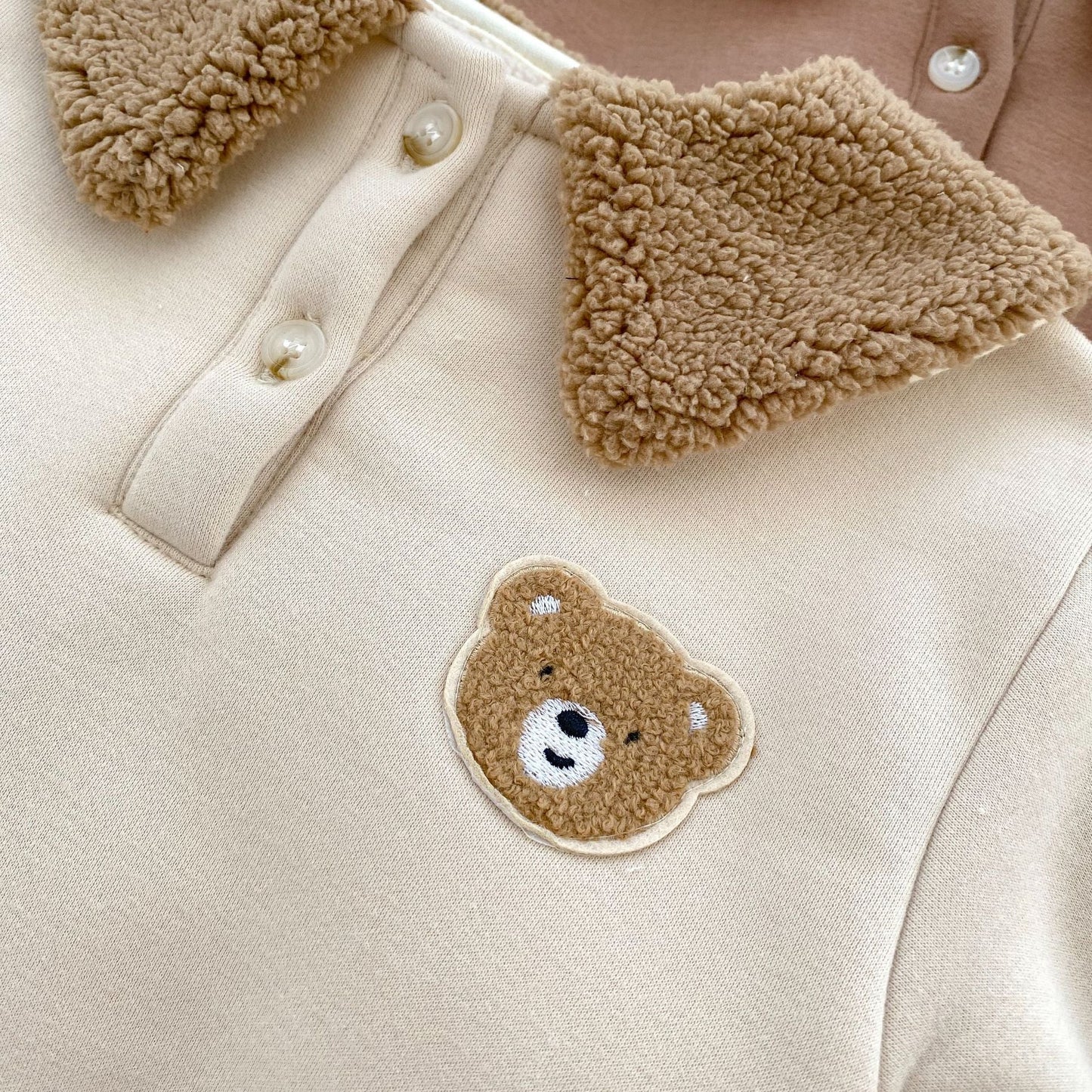 Winter Baby Unisex Bear Head Design Thicken Long Sleeve Romper