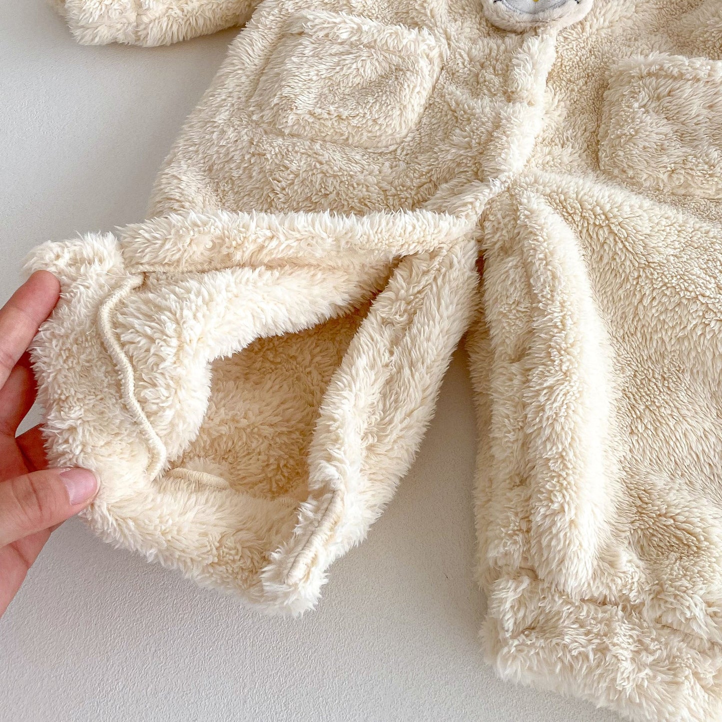 Winter Arrival Baby Cute Teddy Hooded Design Warm Fleece Rompers