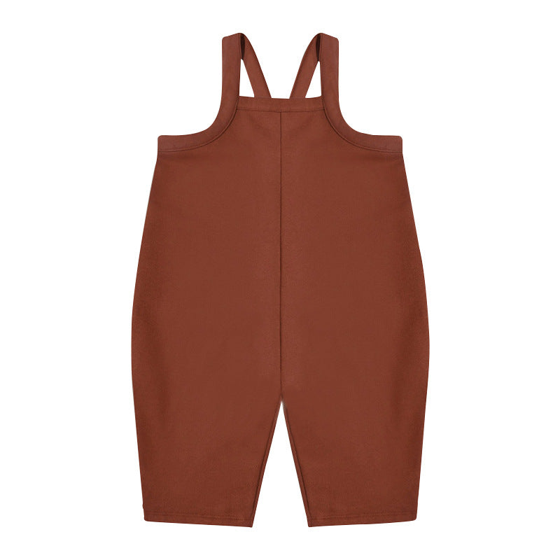 Baby Unisex Kids Cozy Crew Neck Long Sleeve Pullover And Solid Color Overalls For Clothing Set