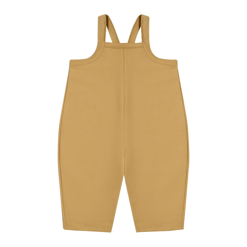 Baby Unisex Kids Cozy Crew Neck Long Sleeve Pullover And Solid Color Overalls For Clothing Set
