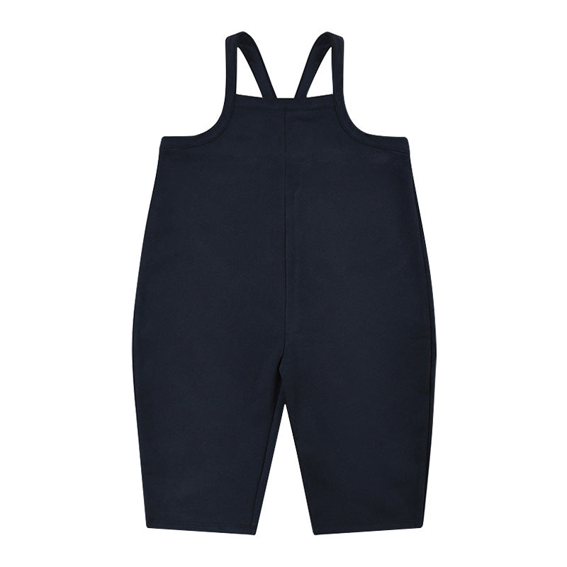 Baby Unisex Kids Cozy Crew Neck Long Sleeve Pullover And Solid Color Overalls For Clothing Set